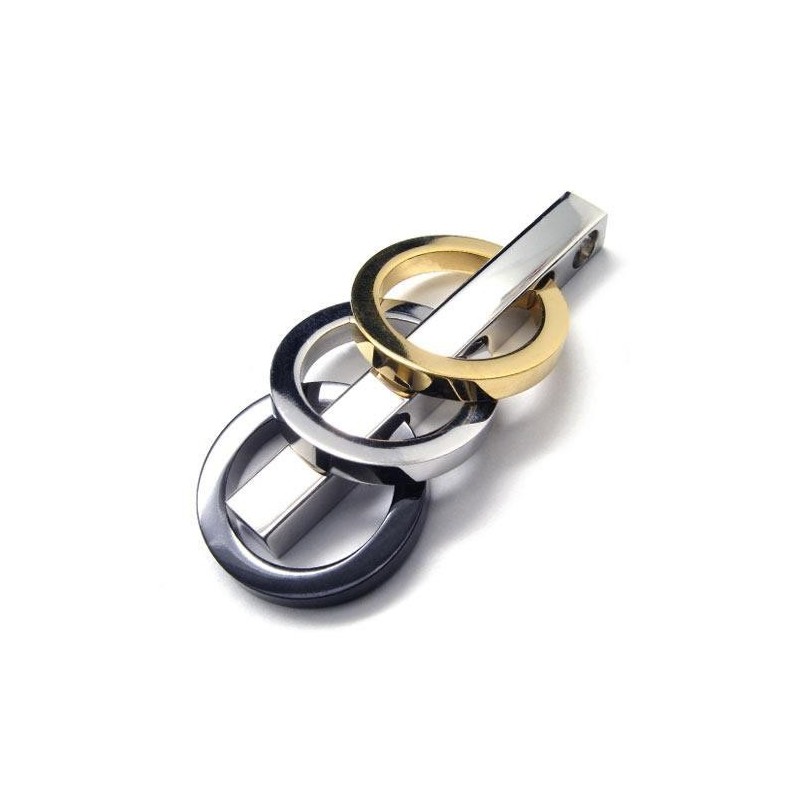Colar Com Pingente De Três Argolas De Titânio Puro Masculino @ Colar Com Pingente De Três Argolas De Titânio Puro Masculino @