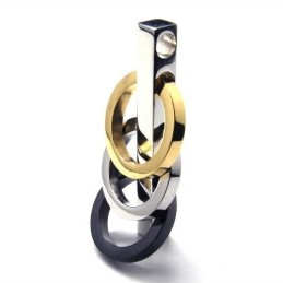 Colar Com Pingente De Três Argolas De Titânio Puro Masculino @